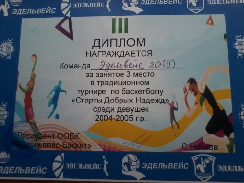 Команда УВК ШГ №20 по баскетболу заняла 3 место в турнире "Старты Добрых надежд"